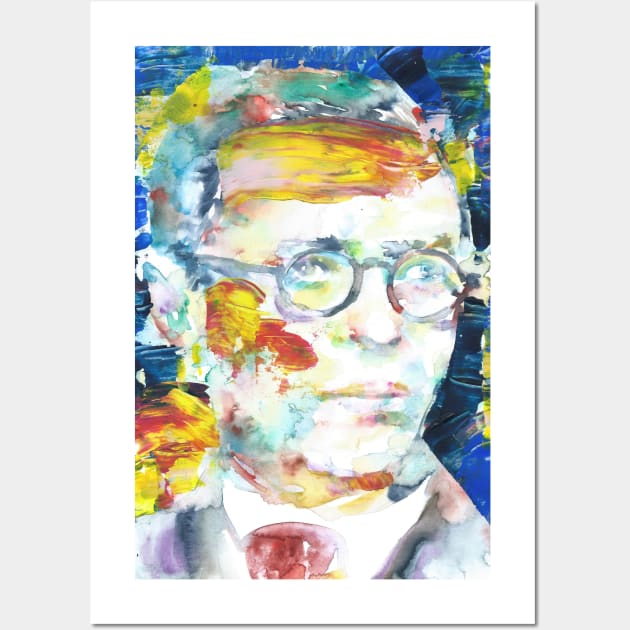 SARTRE watercolor and oil portrait Wall Art by lautir